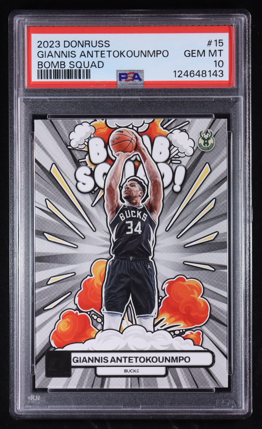 Giannis Antetokounmpo 2023-24 Donruss Bomb Squad #15 (PSA 10) at PristineAuction.com Giannis Antetokounmpo 2023-24 Donruss Bomb Squad #15 (PSA 10) at PristineAuction.com