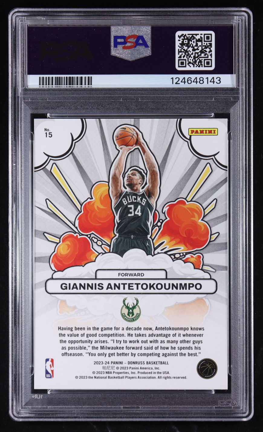 Giannis Antetokounmpo 2023-24 Donruss Bomb Squad #15 (PSA 10) at PristineAuction.com Giannis Antetokounmpo 2023-24 Donruss Bomb Squad #15 (PSA 10) at PristineAuction.com