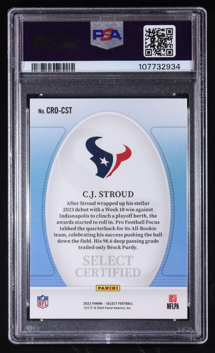 CJ Stroud 2023 Select Select Certified Rookies #20 RC (PSA 10) at PristineAuction.com CJ Stroud 2023 Select Select Certified Rookies #20 RC (PSA 10) at PristineAuction.com