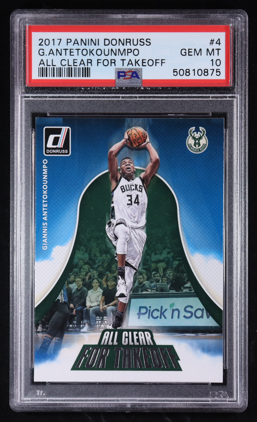 Giannis Antetokounmpo 2017-18 Donruss All Clear For Takeoff #4 (PSA 10) at PristineAuction.com Giannis Antetokounmpo 2017-18 Donruss All Clear For Takeoff #4 (PSA 10) at PristineAuction.com