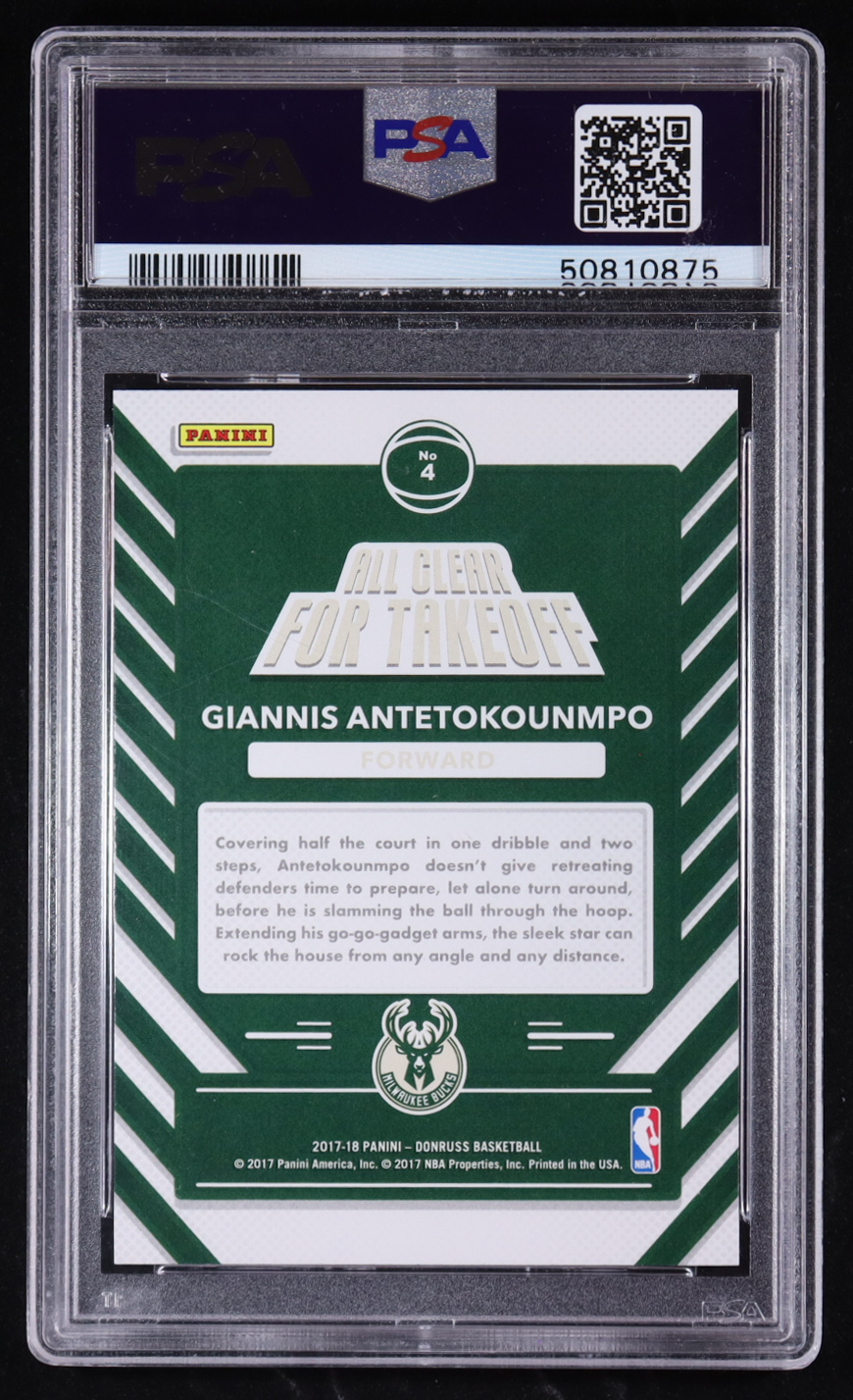 Giannis Antetokounmpo 2017-18 Donruss All Clear For Takeoff #4 (PSA 10) at PristineAuction.com Giannis Antetokounmpo 2017-18 Donruss All Clear For Takeoff #4 (PSA 10) at PristineAuction.com