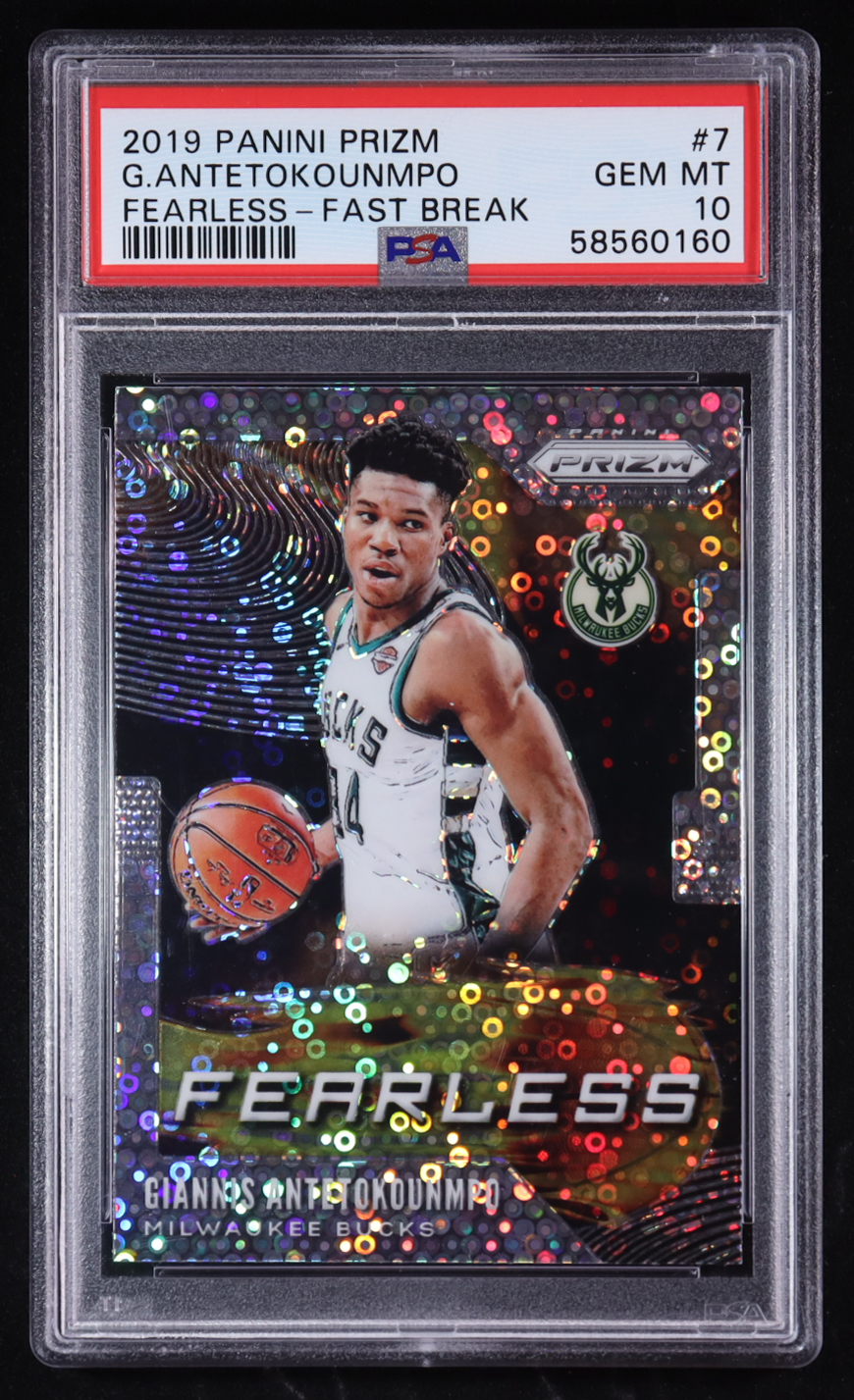 Giannis Antetokounmpo 2019-20 Panini Prizm Fearless Fast Break #7 (PSA 10) at PristineAuction.com Giannis Antetokounmpo 2019-20 Panini Prizm Fearless Fast Break #7 (PSA 10) at PristineAuction.com