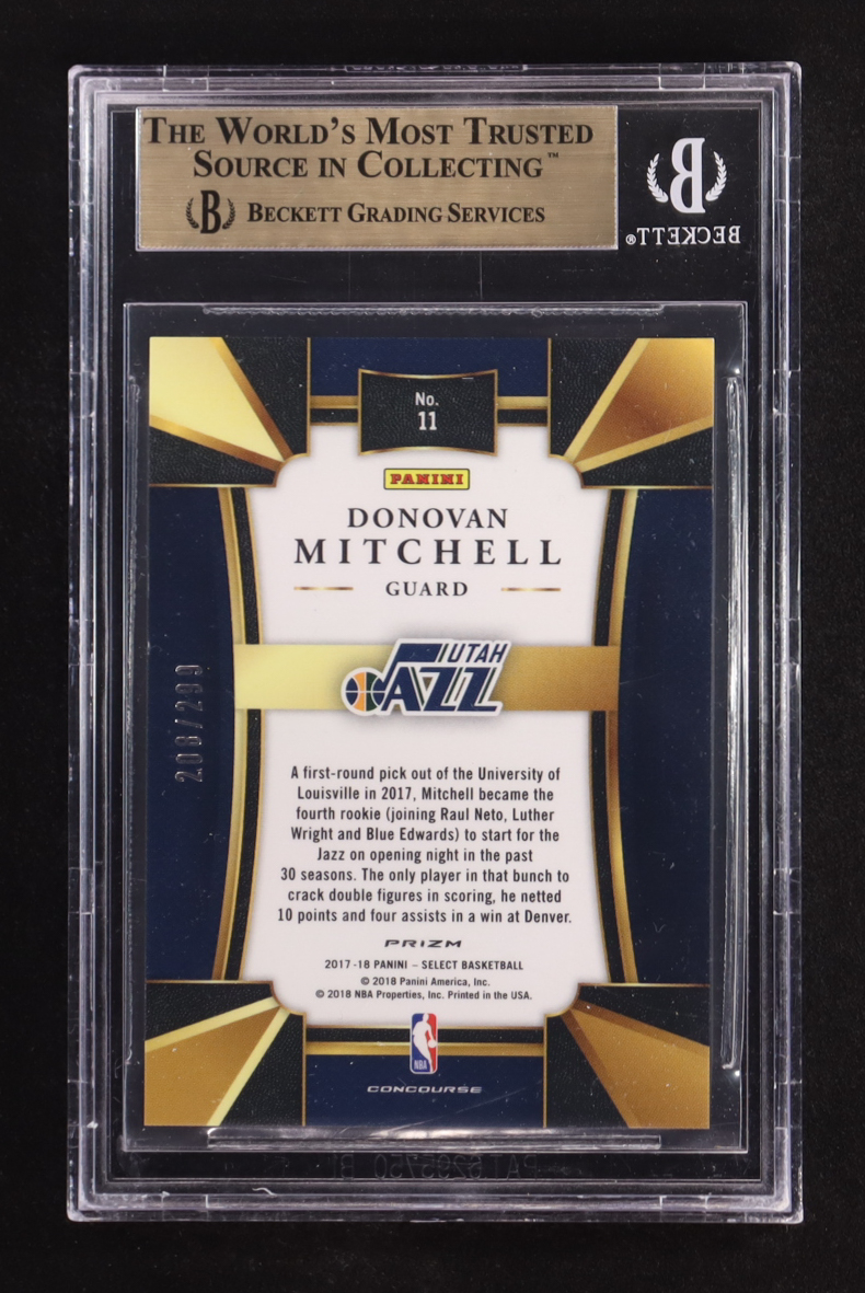 Donovan Mitchell 2017-18 Select Prizms Blue #11 RC #208/299 (BGS 9.5) at PristineAuction.com Donovan Mitchell 2017-18 Select Prizms Blue #11 RC #208/299 (BGS 9.5) at PristineAuction.com