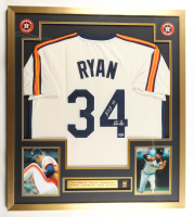 Nolan Ryan Signed Custom Framed Jersey Display Inscribed "HOF 99" with HOF Pin (PSA) at PristineAuction.com