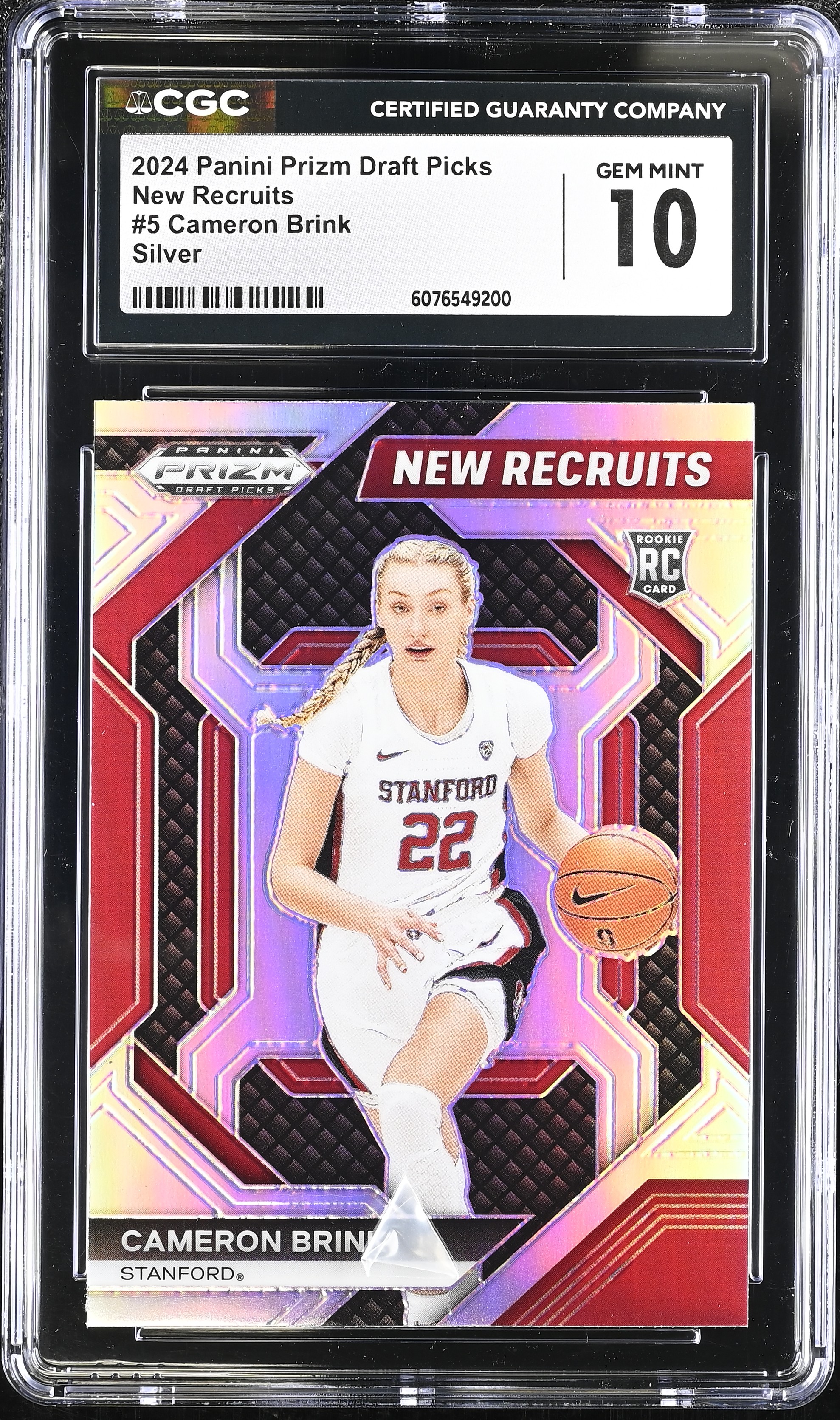 Cameron Brink 2024-25 Panini Prizm Draft Picks New Recruits Prizms Silver #5 RC (CGC 10) at PristineAuction.com Cameron Brink 2024-25 Panini Prizm Draft Picks New Recruits Prizms Silver #5 RC (CGC 10) at PristineAuction.com