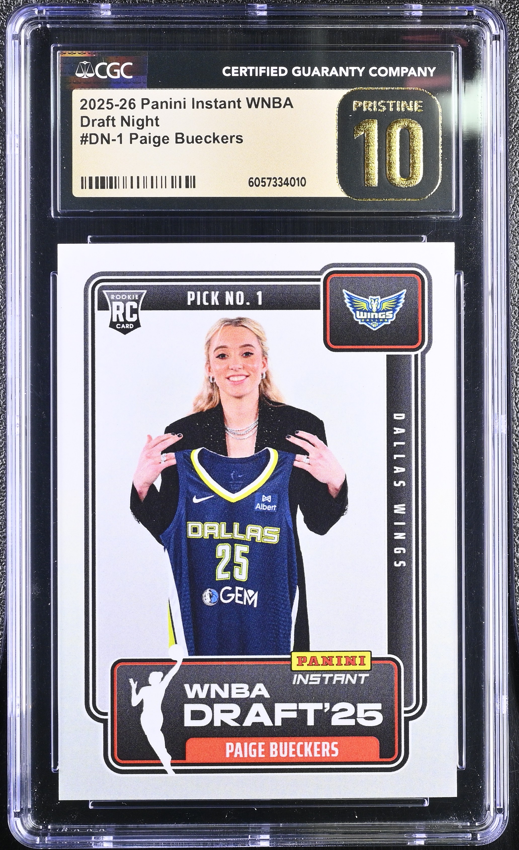 Paige Bueckers 2025 Panini Instant WNBA Draft Night #DN1 RC (CGC 10 | Pristine Black Label) at PristineAuction.com Paige Bueckers 2025 Panini Instant WNBA Draft Night #DN1 RC (CGC 10 | Pristine Black Label) at PristineAuction.com