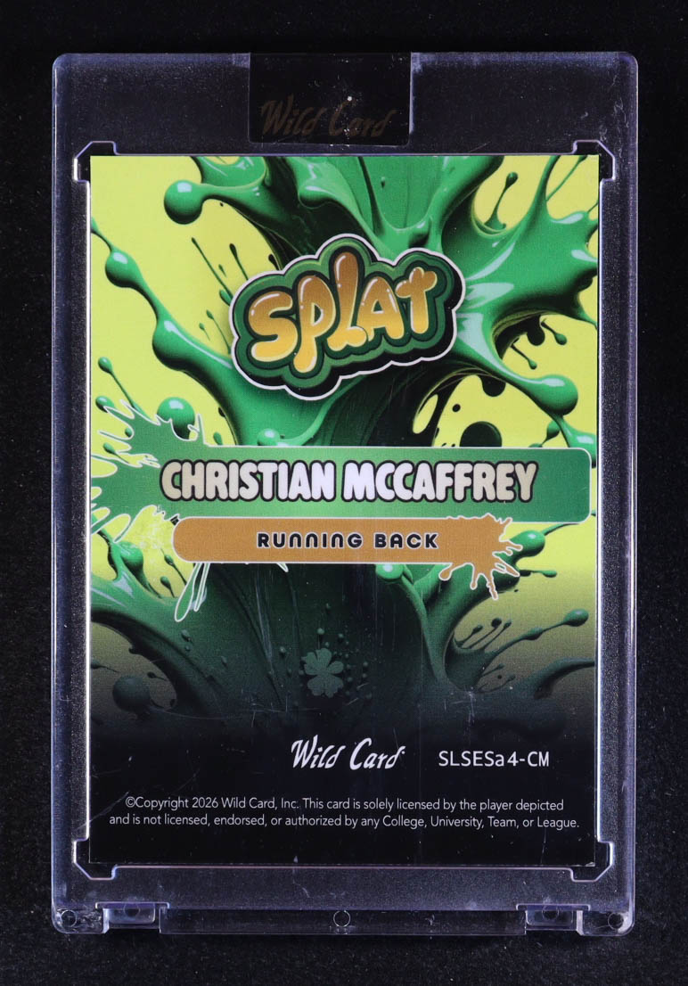 Christian McCaffrey 2026 Wild Card Splat Lucky Strike Emerald Splat Scotch Plaid #CM #2/4 at PristineAuction.com Christian McCaffrey 2026 Wild Card Splat Lucky Strike Emerald Splat Scotch Plaid #CM #2/4 at PristineAuction.com