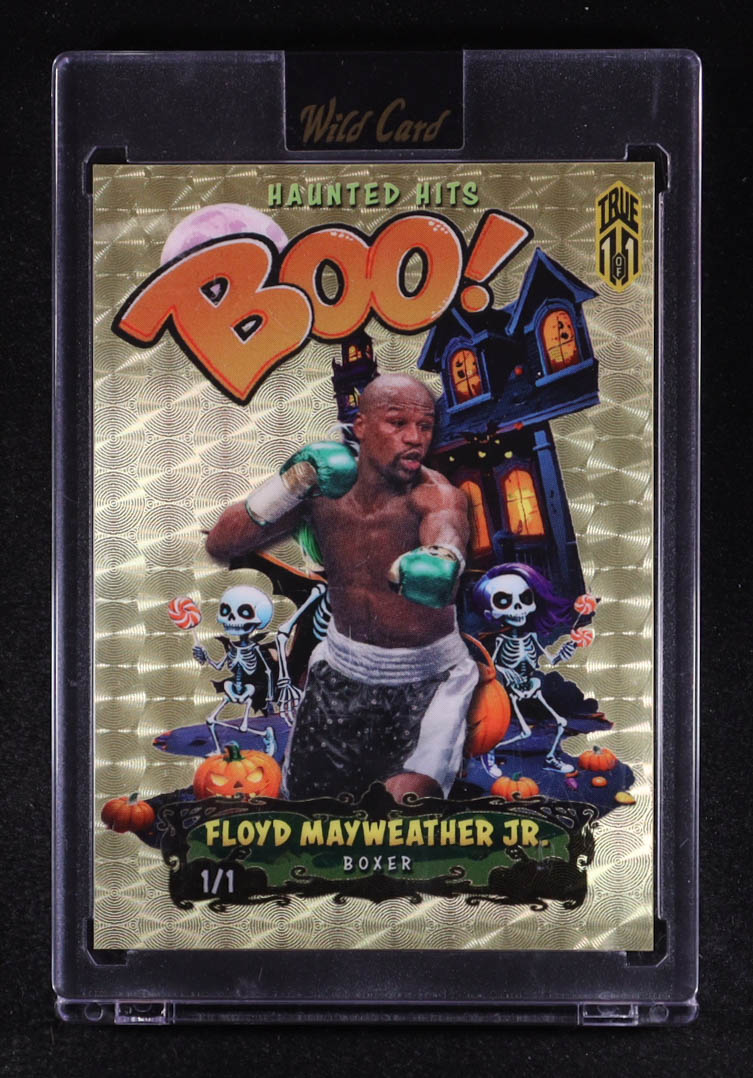 Floyd Mayweather Jr. 2025 Wild Card Haunted Hits Monster Hunt BOO! True 1 of 1 Gold Scope #g3HHTBO-FM #1/1 at PristineAuction.com Floyd Mayweather Jr. 2025 Wild Card Haunted Hits Monster Hunt BOO! True 1 of 1 Gold Scope #g3HHTBO-FM #1/1 at PristineAuction.com