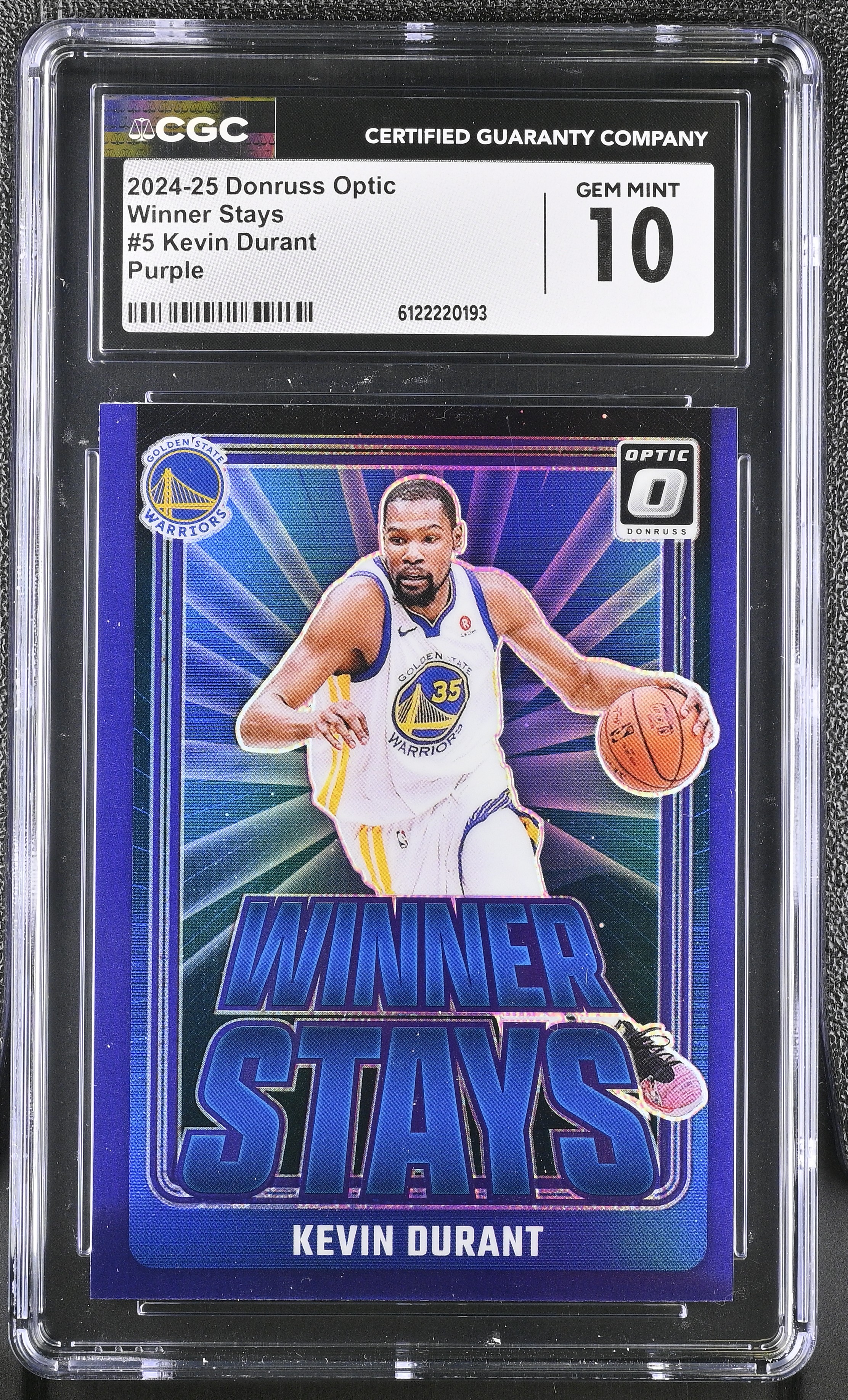 Kevin Durant 2024-25 Donruss Optic Winner Stays Purple #5 (CGC 10) at PristineAuction.com Kevin Durant 2024-25 Donruss Optic Winner Stays Purple #5 (CGC 10) at PristineAuction.com