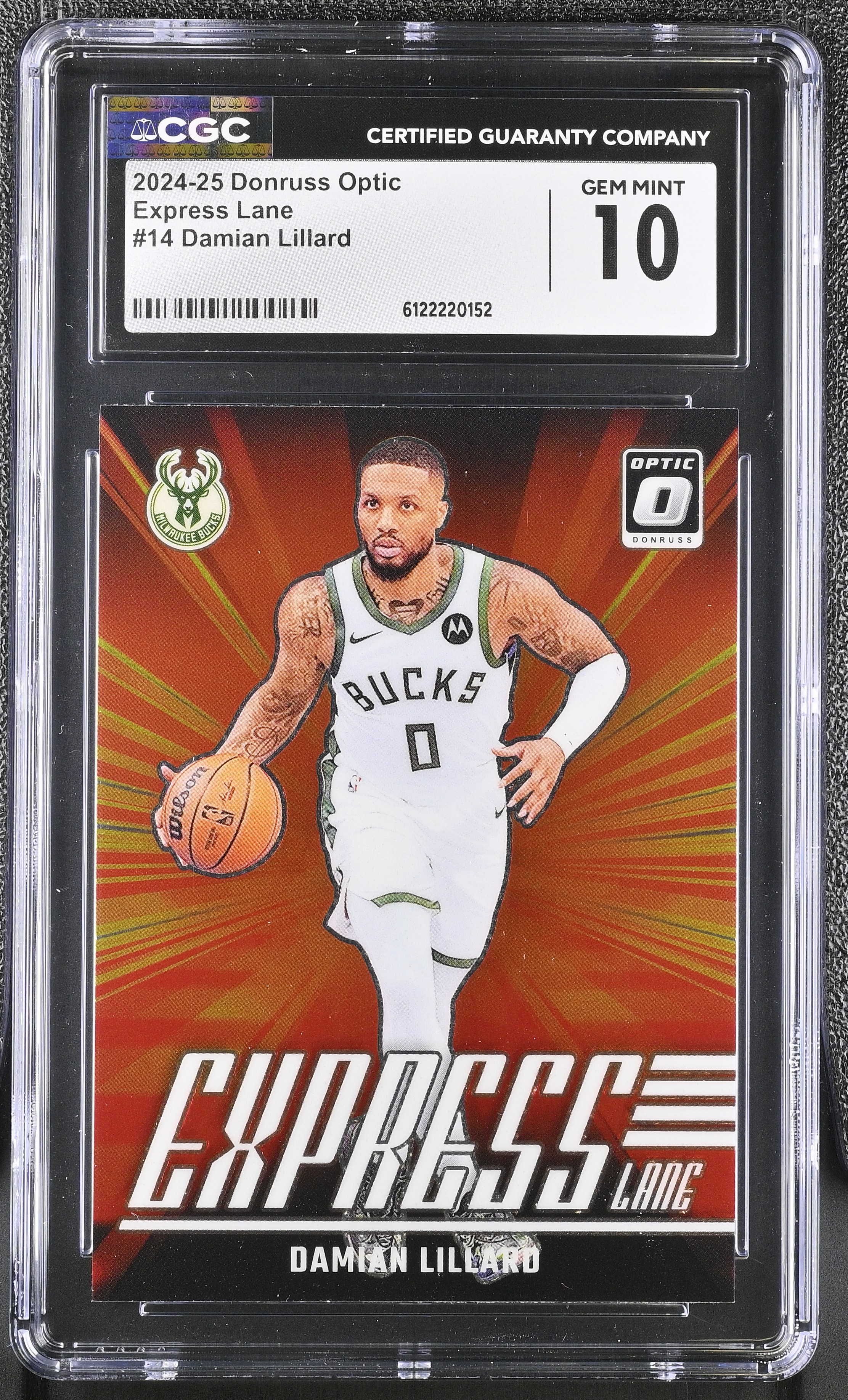 Damian Lillard 2024-25 Donruss Optic Express Lane #14 (CGC 10) at PristineAuction.com Damian Lillard 2024-25 Donruss Optic Express Lane #14 (CGC 10) at PristineAuction.com