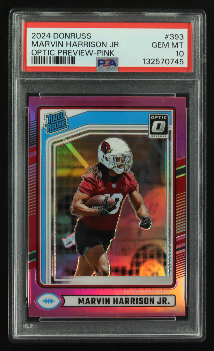 Marvin Harrison Jr. 2024 Donruss Optic Rated Rookies Preview Pink #393 RC (PSA 10) at PristineAuction.com Marvin Harrison Jr. 2024 Donruss Optic Rated Rookies Preview Pink #393 RC (PSA 10) at PristineAuction.com