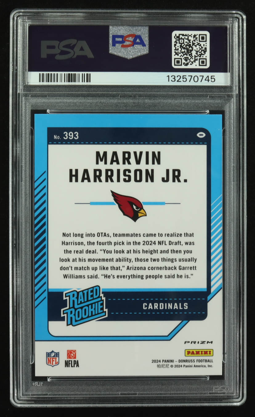 Marvin Harrison Jr. 2024 Donruss Optic Rated Rookies Preview Pink #393 RC (PSA 10) at PristineAuction.com Marvin Harrison Jr. 2024 Donruss Optic Rated Rookies Preview Pink #393 RC (PSA 10) at PristineAuction.com