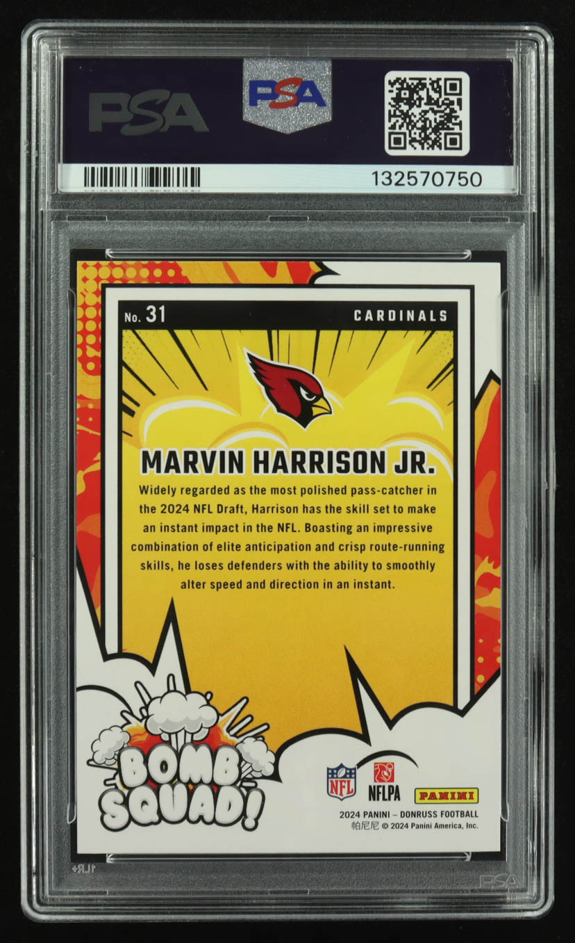 Marvin Harrison Jr. 2024 Donruss Bomb Squad #31 RC (PSA 10) at PristineAuction.com Marvin Harrison Jr. 2024 Donruss Bomb Squad #31 RC (PSA 10) at PristineAuction.com