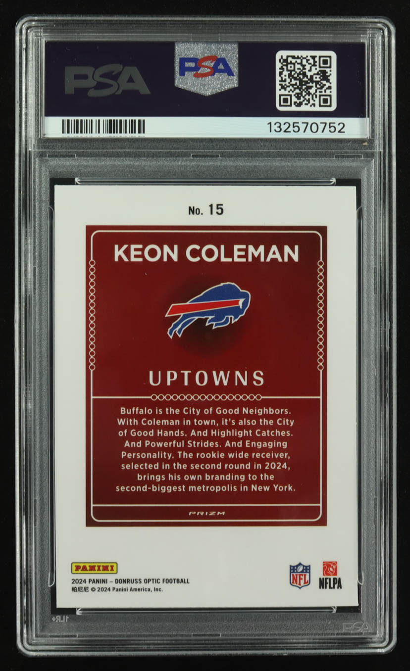 Keon Coleman 2024 Donruss Optic Uptowns #15 RC (PSA 9) at PristineAuction.com Keon Coleman 2024 Donruss Optic Uptowns #15 RC (PSA 9) at PristineAuction.com