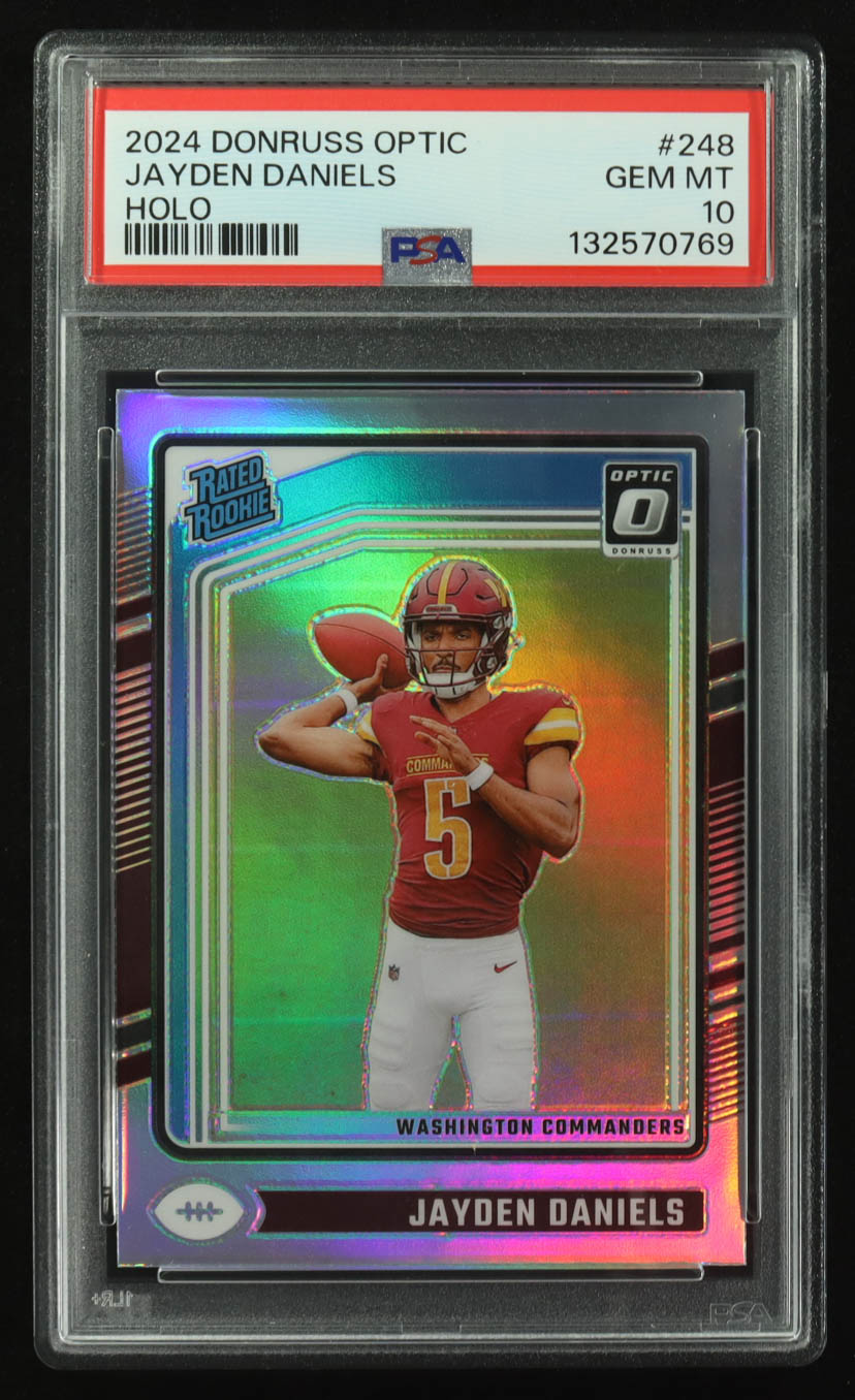 Jayden Daniels 2024 Donruss Optic Holo #248 RR RC (PSA 10) at PristineAuction.com Jayden Daniels 2024 Donruss Optic Holo #248 RR RC (PSA 10) at PristineAuction.com