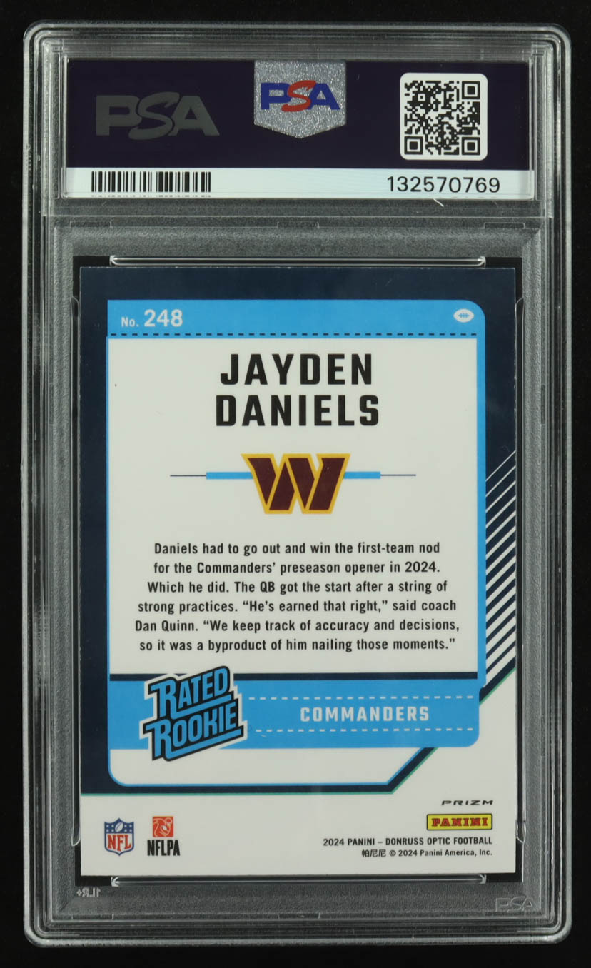 Jayden Daniels 2024 Donruss Optic Holo #248 RR RC (PSA 10) at PristineAuction.com Jayden Daniels 2024 Donruss Optic Holo #248 RR RC (PSA 10) at PristineAuction.com