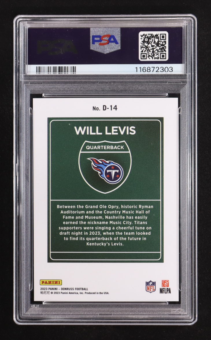 Will Levis 2023 Donruss Downtown #14 RC (PSA 9) at PristineAuction.com Will Levis 2023 Donruss Downtown #14 RC (PSA 9) at PristineAuction.com