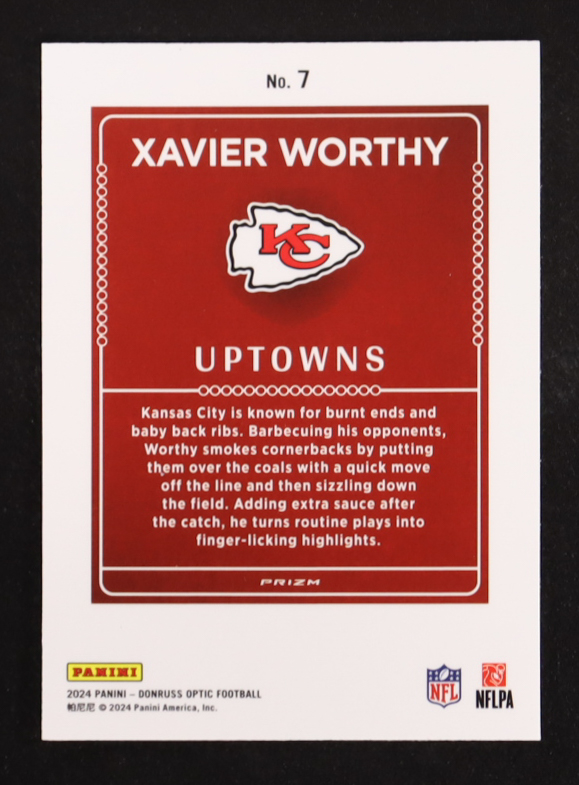 Xavier Worthy 2024 Donruss Optic Uptowns #7 RC at PristineAuction.com Xavier Worthy 2024 Donruss Optic Uptowns #7 RC at PristineAuction.com