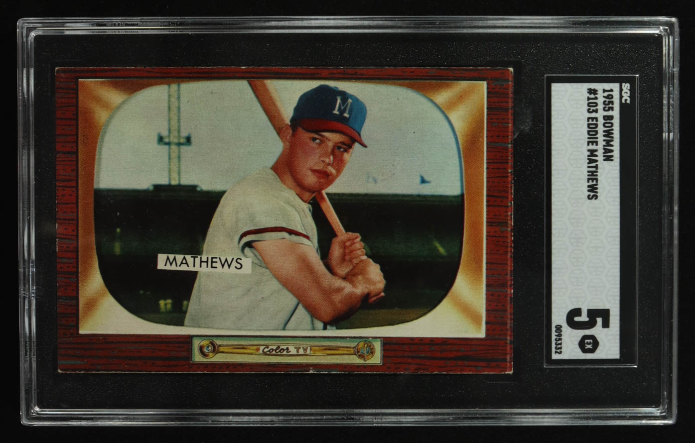 Eddie Mathews 1955 Bowman #103 (SGC 5) at PristineAuction.com Eddie Mathews 1955 Bowman #103 (SGC 5) at PristineAuction.com