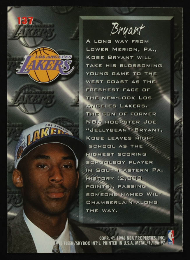 Kobe Bryant 1996-97 Metal #137 FF RC at PristineAuction.com Kobe Bryant 1996-97 Metal #137 FF RC at PristineAuction.com