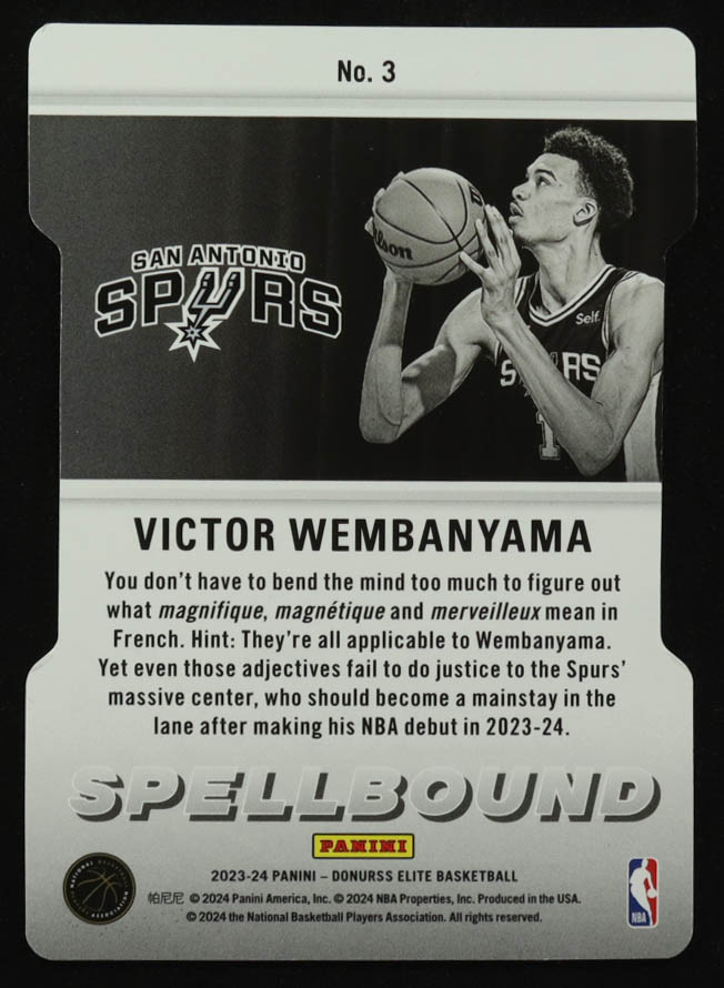 Victor Wembanyama 2023-24 Elite Spellbound Orange Die Cut #3 RC at PristineAuction.com Victor Wembanyama 2023-24 Elite Spellbound Orange Die Cut #3 RC at PristineAuction.com