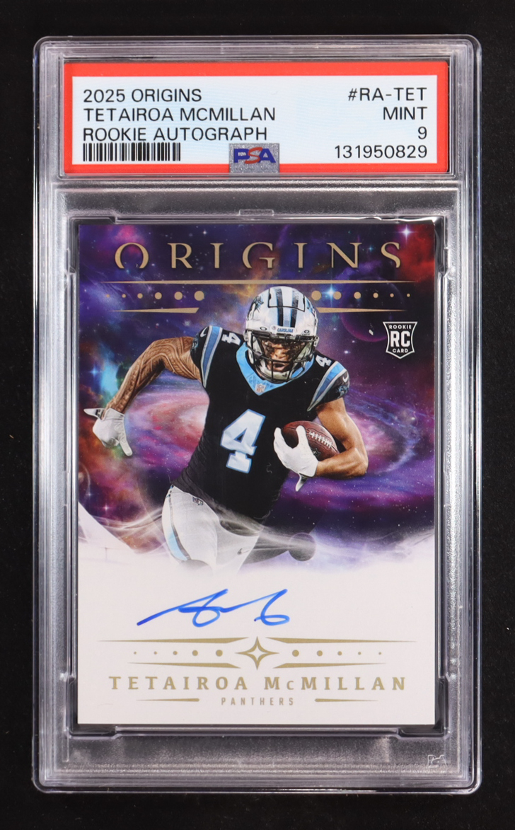 Tetairoa McMillan 2025 Panini Origins Rookie Autographs #3 RC (PSA 9) at PristineAuction.com Tetairoa McMillan 2025 Panini Origins Rookie Autographs #3 RC (PSA 9) at PristineAuction.com
