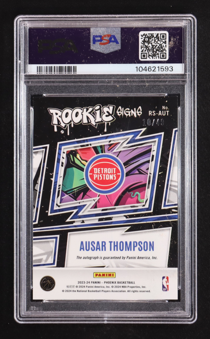 Ausar Thompson 2023-24 Panini Phoenix Rookie Signs International Red #1 RC #10/49 (PSA 10) at PristineAuction.com Ausar Thompson 2023-24 Panini Phoenix Rookie Signs International Red #1 RC #10/49 (PSA 10) at PristineAuction.com