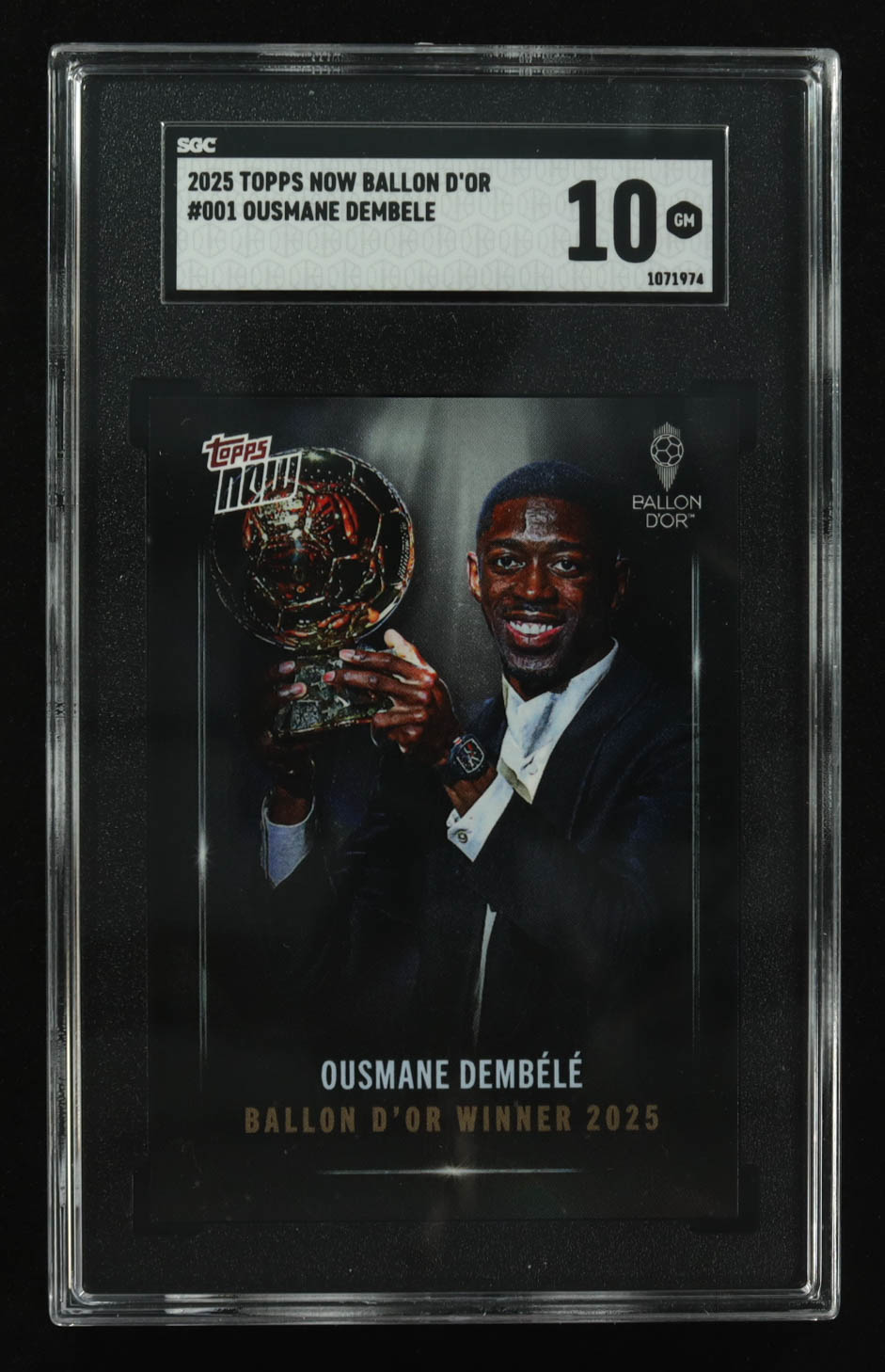 Ousmane Dembele 2025 Topps Now Ballon d'Or #1 (SGC 10) at PristineAuction.com Ousmane Dembele 2025 Topps Now Ballon d'Or #1 (SGC 10) at PristineAuction.com