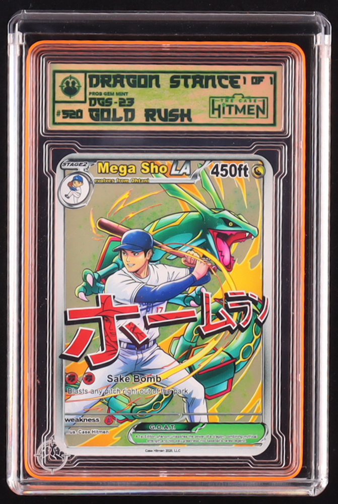 Shohei Ohtani - Dragon Stance - Gold Rush - 2026 The Case Hitmen 1/1 Custom Art Card with Display Case at PristineAuction.com Shohei Ohtani - Dragon Stance - Gold Rush - 2026 The Case Hitmen 1/1 Custom Art Card with Display Case at PristineAuction.com