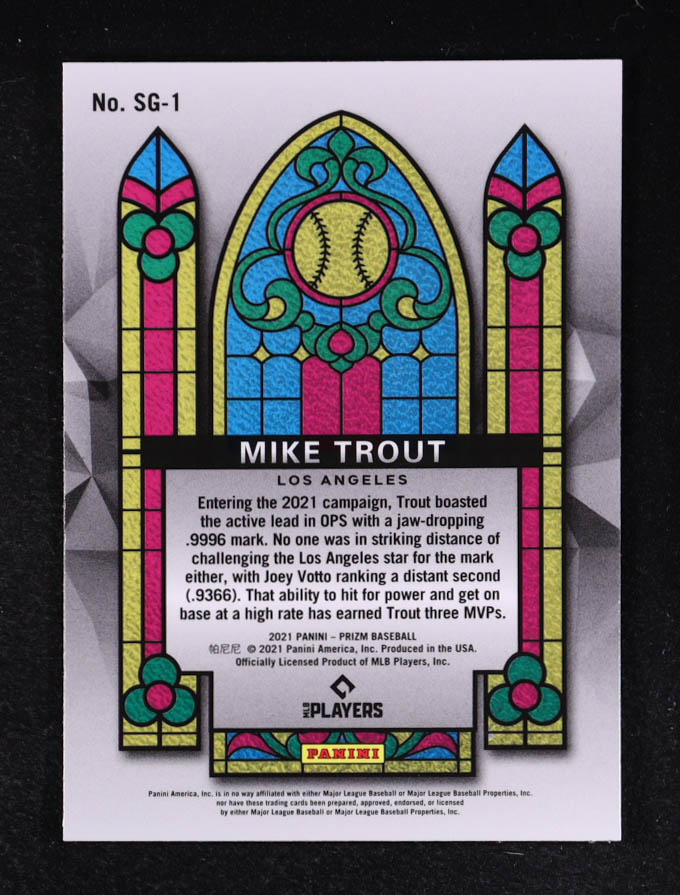 Mike Trout 2021 Panini Prizm Stained Glass #1 at PristineAuction.com Mike Trout 2021 Panini Prizm Stained Glass #1 at PristineAuction.com