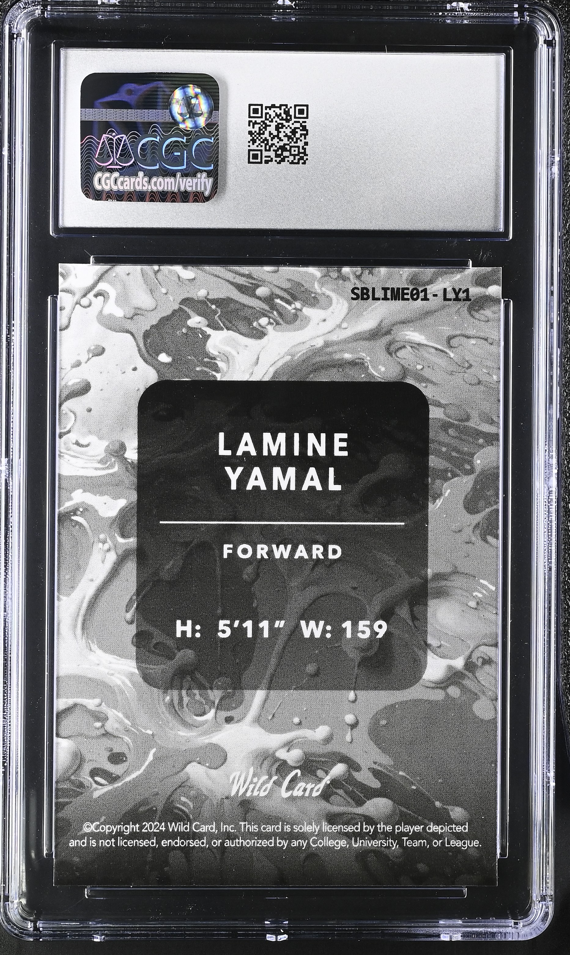 Lamine Yamal 2025 Wild Card Splat Yamal Lime Green Background 1 Sparkles #011 #5/10 (CGC 10) at PristineAuction.com Lamine Yamal 2025 Wild Card Splat Yamal Lime Green Background 1 Sparkles #011 #5/10 (CGC 10) at PristineAuction.com