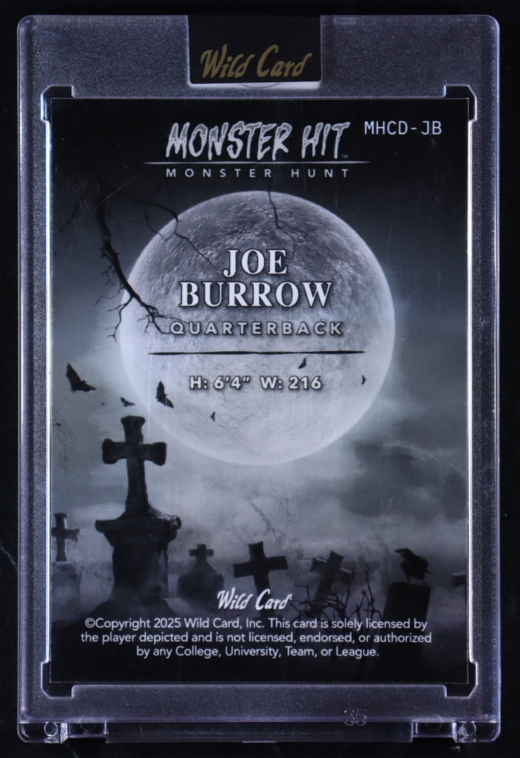 Joe Burrow 2025 Wild Card Monster Hunt Monster Hit #MHCD-JB #1/1 at PristineAuction.com Joe Burrow 2025 Wild Card Monster Hunt Monster Hit #MHCD-JB #1/1 at PristineAuction.com