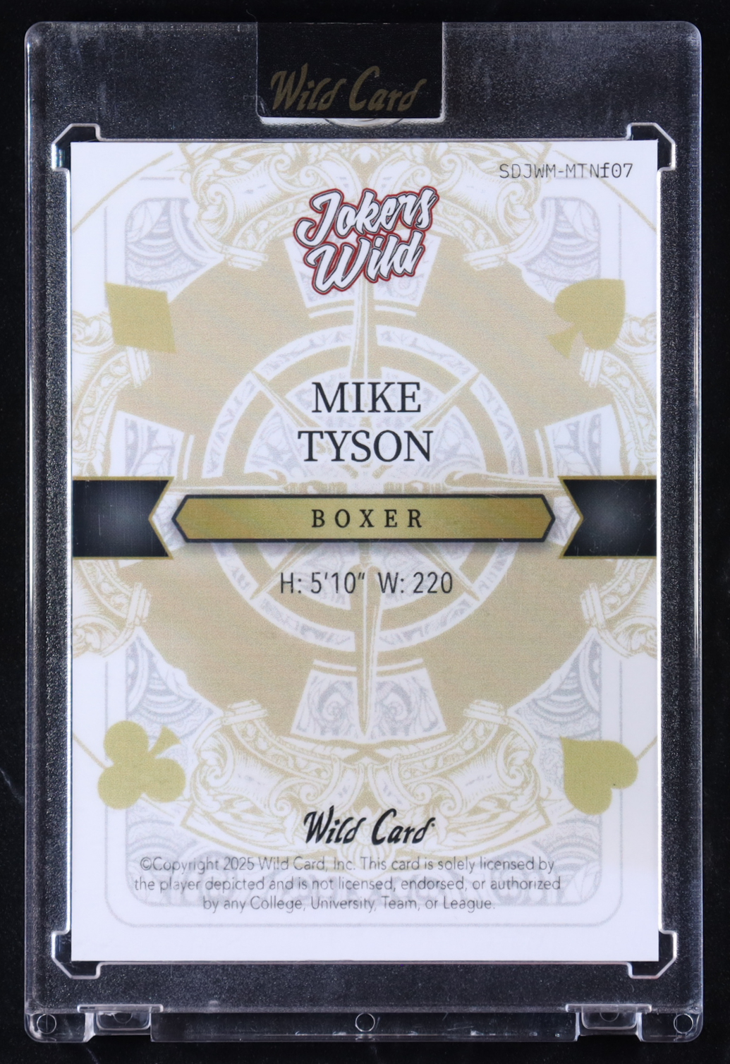 Mike Tyson 2025 Wild Card Jokers Wild #SDJWM-MINf07 #1/1 at PristineAuction.com Mike Tyson 2025 Wild Card Jokers Wild #SDJWM-MINf07 #1/1 at PristineAuction.com