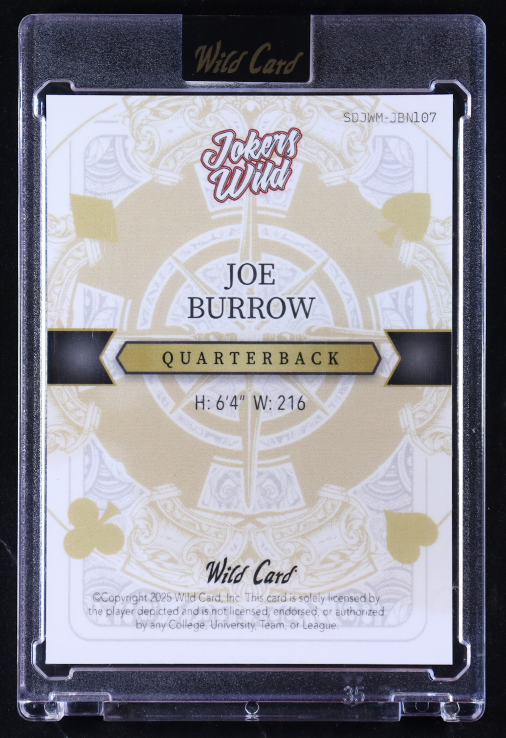 Joe Burrow 2025 Wild Card Jokers Wild #SDJWM-JBN107 #1/1 at PristineAuction.com Joe Burrow 2025 Wild Card Jokers Wild #SDJWM-JBN107 #1/1 at PristineAuction.com