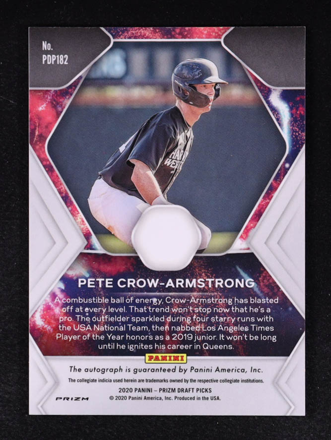 Pete Crow-Armstrong 2020 Panini Prizm Draft Picks Fireworks Autographs Prizms Silver #6 RC at PristineAuction.com Pete Crow-Armstrong 2020 Panini Prizm Draft Picks Fireworks Autographs Prizms Silver #6 RC at PristineAuction.com