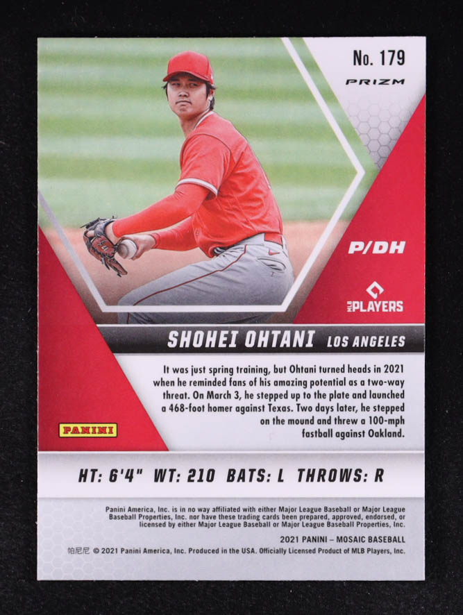 Shohei Ohtani 2021 Panini Mosaic Mosaic Reactive Blue Prizm #179 at PristineAuction.com Shohei Ohtani 2021 Panini Mosaic Mosaic Reactive Blue Prizm #179 at PristineAuction.com