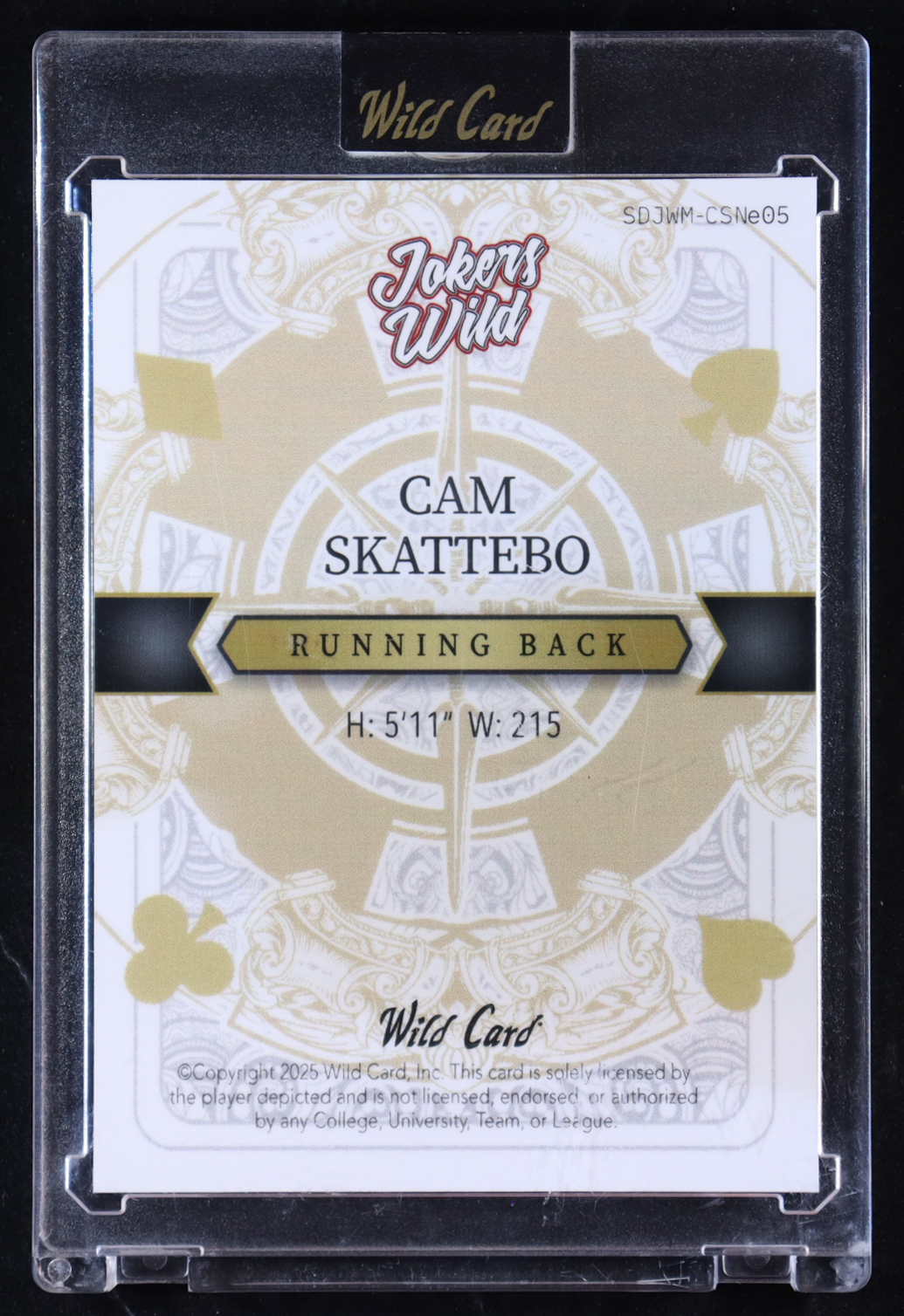 Cam Skattebo 2025 Wild Card Jokers Wild #SDJWM-CSNe05 RC #1/1 at PristineAuction.com Cam Skattebo 2025 Wild Card Jokers Wild #SDJWM-CSNe05 RC #1/1 at PristineAuction.com