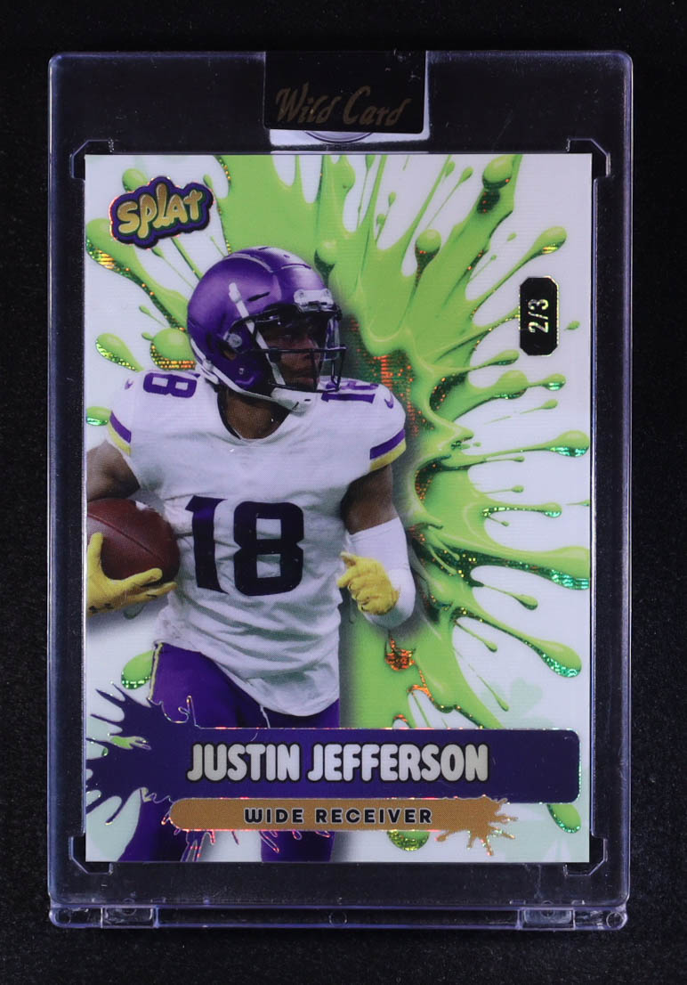 Justin Jefferson 2026 Wild Card Splat Lucky Strike Clover Burst Wave #JJ #2/3 at PristineAuction.com Justin Jefferson 2026 Wild Card Splat Lucky Strike Clover Burst Wave #JJ #2/3 at PristineAuction.com