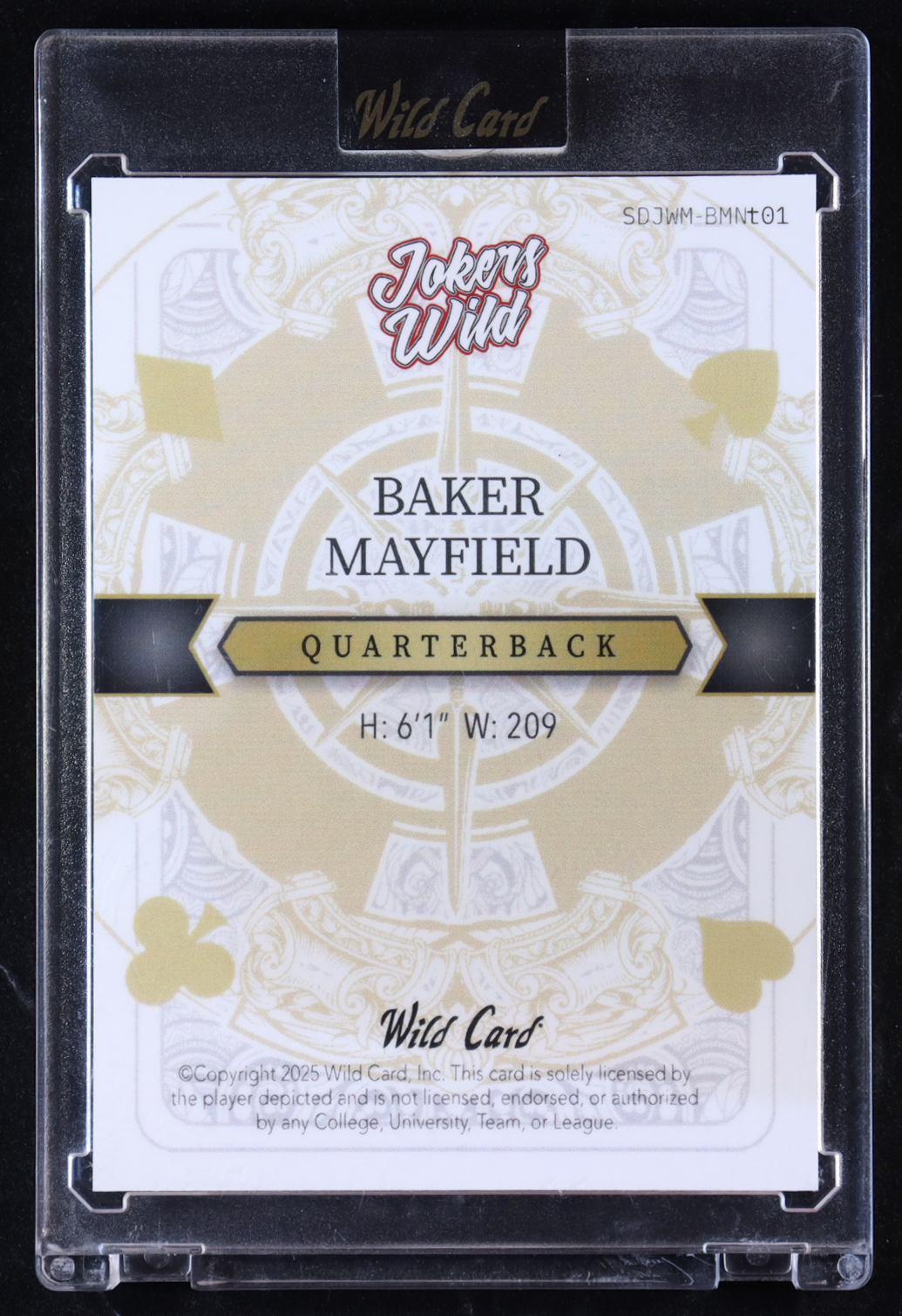 Baker Mayfield 2025 Wild Card 2025 Jokers Wild #SDJWM-BMNt01 #1/1 at PristineAuction.com Baker Mayfield 2025 Wild Card 2025 Jokers Wild #SDJWM-BMNt01 #1/1 at PristineAuction.com