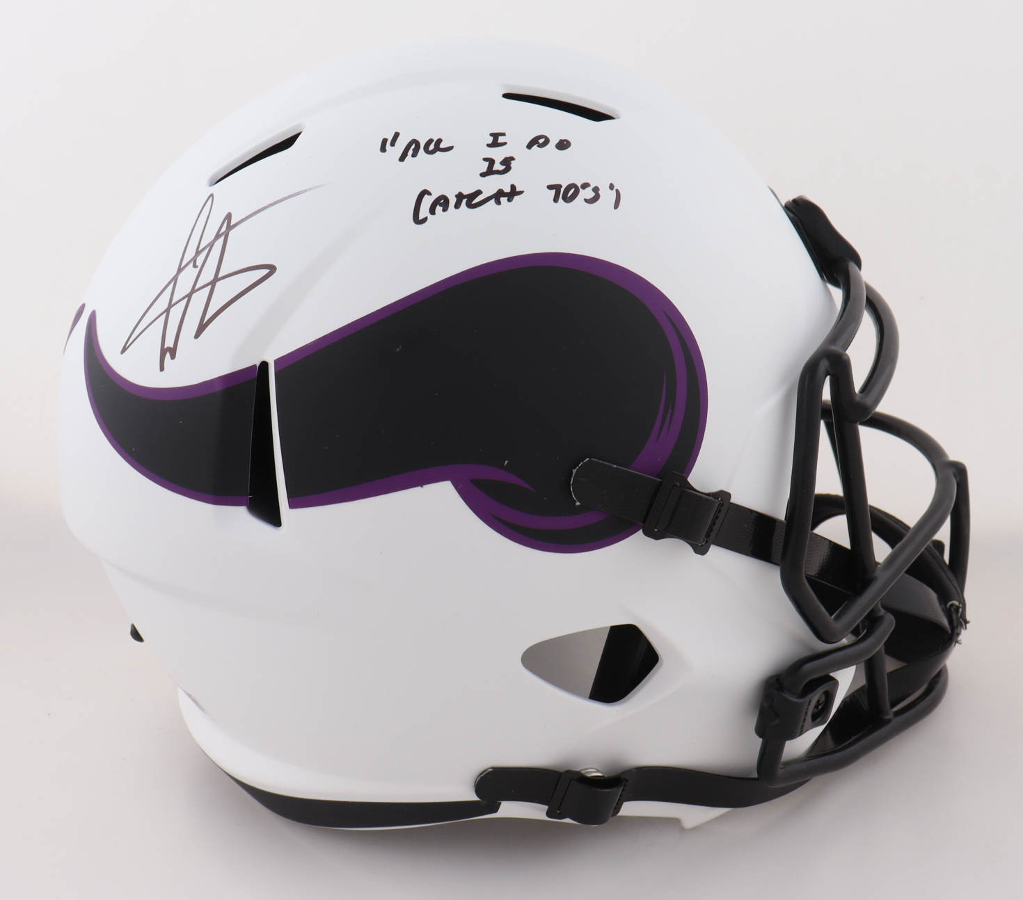 Cris Carter Signed Vikings Full-Size Lunar Eclipse Alternate Speed Helmet Inscribed "All I Do Is Catch TD's" (Schwartz) at PristineAuction.com Cris Carter Signed Vikings Full-Size Lunar Eclipse Alternate Speed Helmet Inscribed "All I Do Is Catch TD's" (Schwartz) at PristineAuction.com