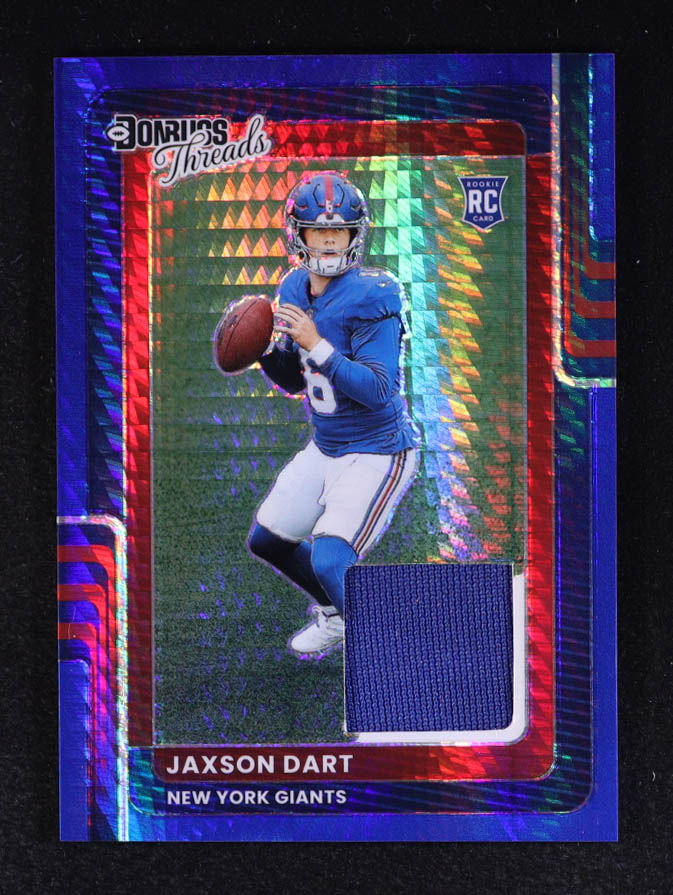 Jaxson Dart 2025 Donruss Optic Donruss Threads Blue Hyper #3 RC at PristineAuction.com Jaxson Dart 2025 Donruss Optic Donruss Threads Blue Hyper #3 RC at PristineAuction.com