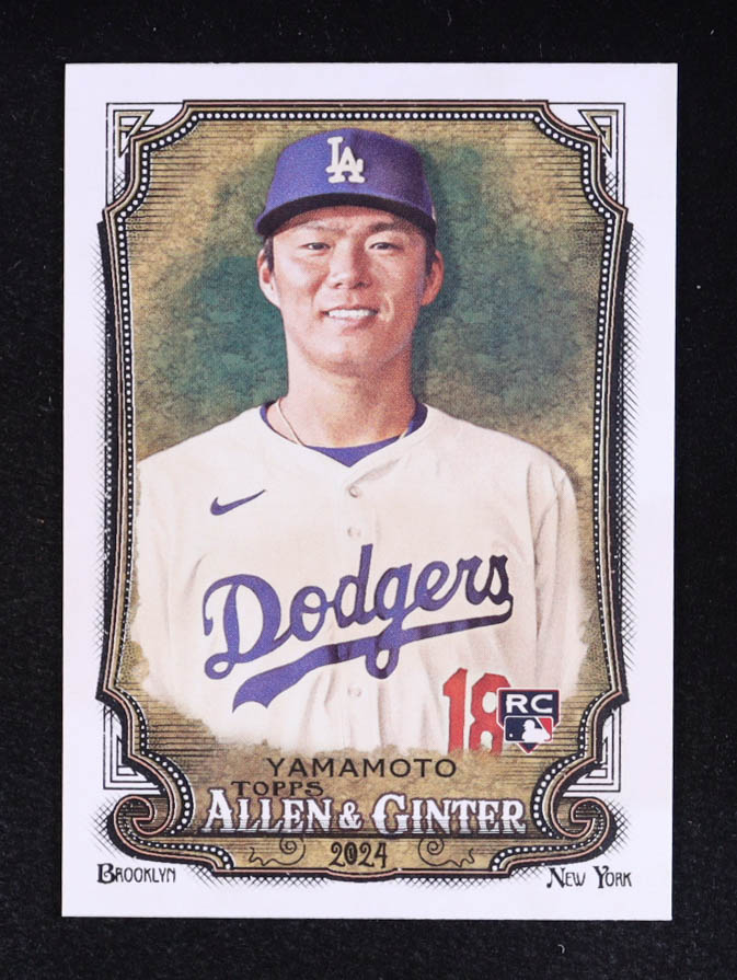 Yoshinobu Yamamoto 2024 Topps Allen and Ginter #201 RC at PristineAuction.com Yoshinobu Yamamoto 2024 Topps Allen and Ginter #201 RC at PristineAuction.com