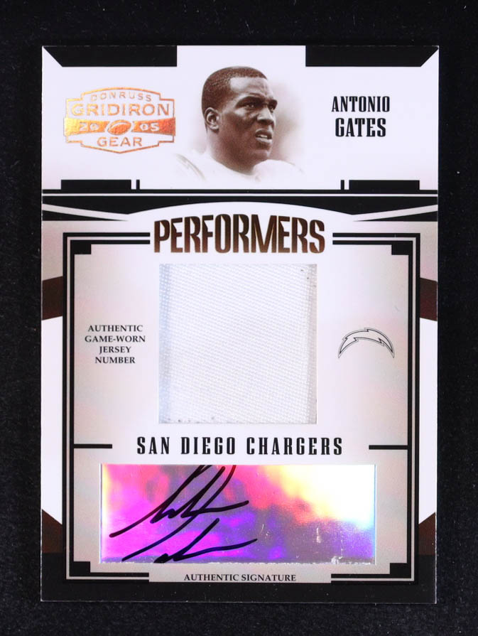 Antonio Gates 2005 Donruss Gridiron Gear Performers Jersey Autographs #2 #2/50 at PristineAuction.com Antonio Gates 2005 Donruss Gridiron Gear Performers Jersey Autographs #2 #2/50 at PristineAuction.com