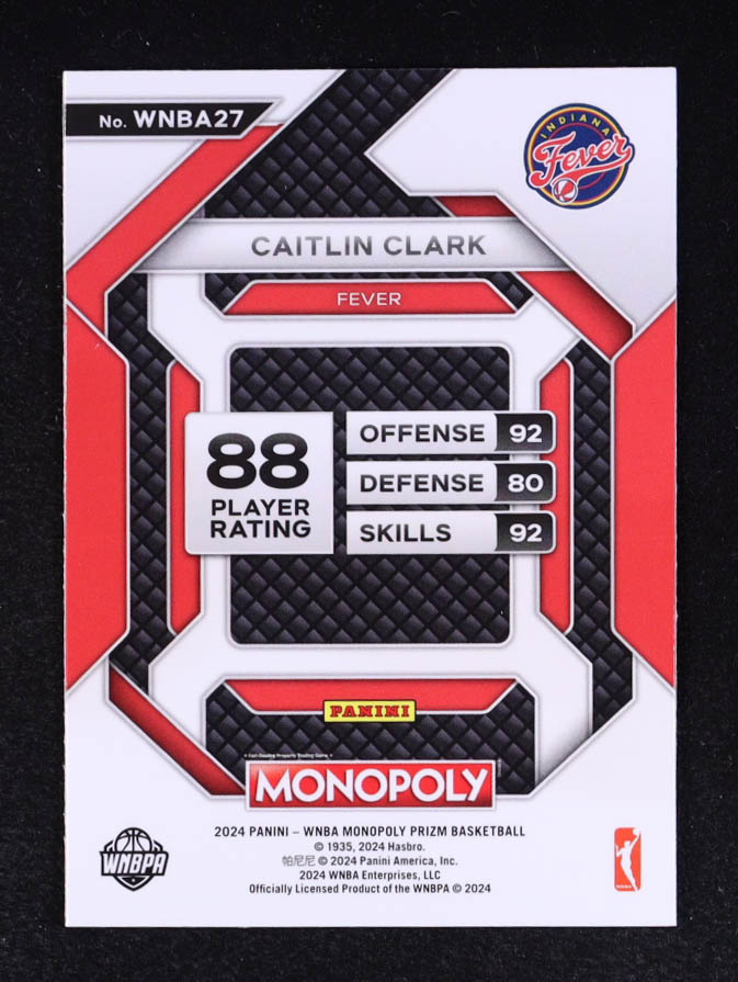 Caitlin Clark 2024 Panini Prizm Monopoly WNBA Insert #WNBA27 RC at PristineAuction.com Caitlin Clark 2024 Panini Prizm Monopoly WNBA Insert #WNBA27 RC at PristineAuction.com