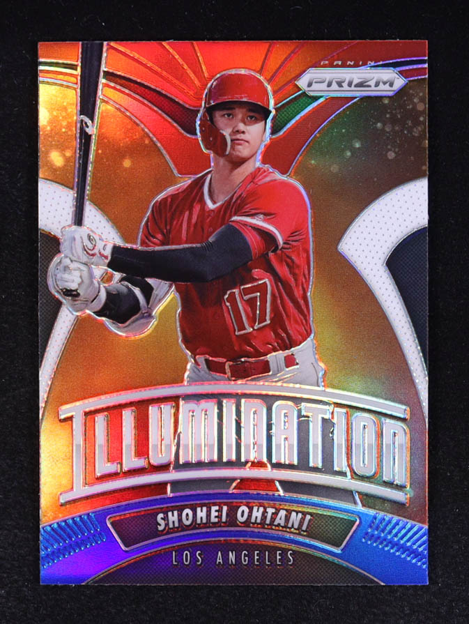 Shohei Ohtani 2020 Panini Prizm Illumination Prizms Red White and Blue #11 at PristineAuction.com Shohei Ohtani 2020 Panini Prizm Illumination Prizms Red White and Blue #11 at PristineAuction.com