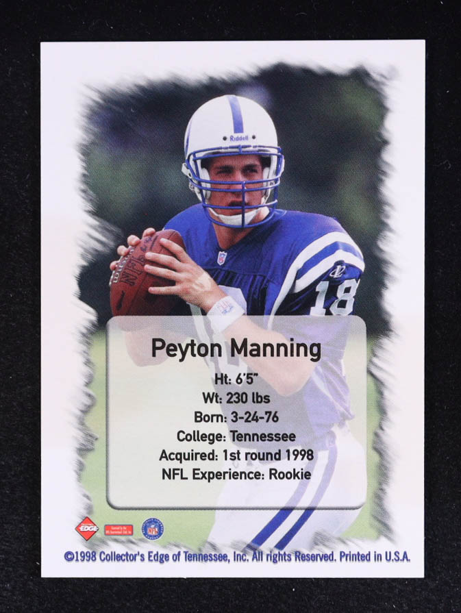 Peyton Manning 1998 Collector's Edge First Place Silver #1 RC at PristineAuction.com Peyton Manning 1998 Collector's Edge First Place Silver #1 RC at PristineAuction.com