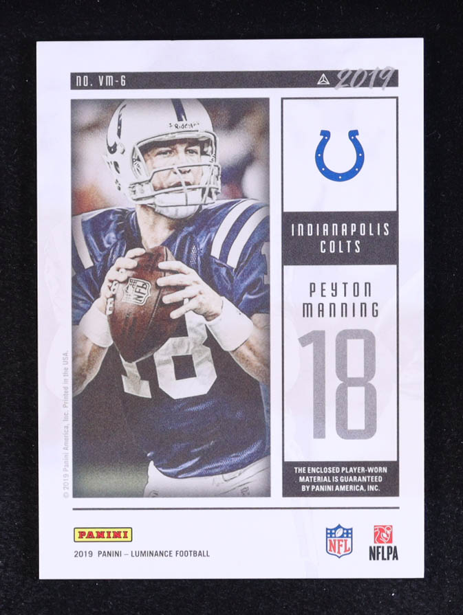 Peyton Manning 2019 Panini Luminance Vintage Materials #6 at PristineAuction.com Peyton Manning 2019 Panini Luminance Vintage Materials #6 at PristineAuction.com