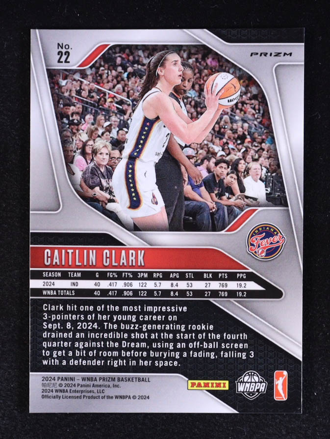 Caitlin Clark 2024 Panini Prizm WNBA Prizms Blue Velocity #22 RC at PristineAuction.com Caitlin Clark 2024 Panini Prizm WNBA Prizms Blue Velocity #22 RC at PristineAuction.com