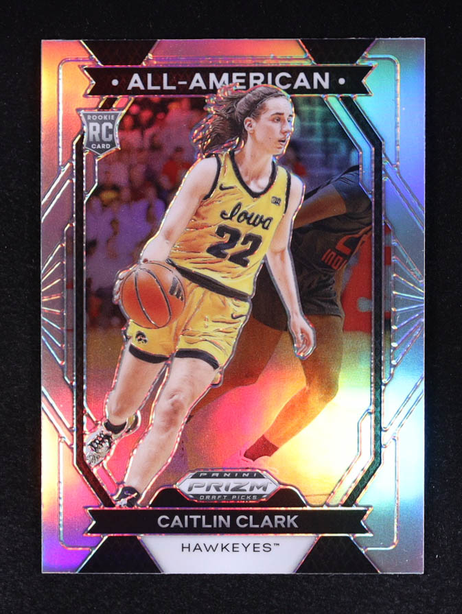 Caitlin Clark 2024-25 Panini Prizm Draft Picks All-American Prizms Silver #23 RC at PristineAuction.com Caitlin Clark 2024-25 Panini Prizm Draft Picks All-American Prizms Silver #23 RC at PristineAuction.com