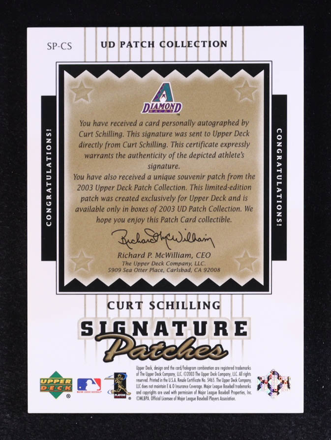 Curt Schilling 2003 UD Patch Collection Signature Patches #CS at PristineAuction.com Curt Schilling 2003 UD Patch Collection Signature Patches #CS at PristineAuction.com